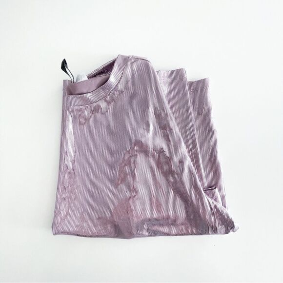 H&M Glittery Top Pink Dots Short Sleeve Wide Boxy Women's M - Picture 8 of 8